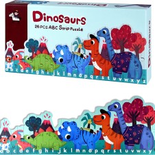Set Puzzle Strips cu betisoare din lemn Dinozauri 26 piese - HAM BEBE