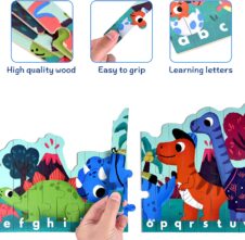 Set Puzzle Strips cu betisoare din lemn Dinozauri 26 piese - HAM BEBE