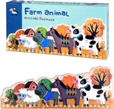 Set Puzzle Strips cu betisoare din lemn Ferma 26 piese - HAM BEBE