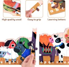 Set Puzzle Strips cu betisoare din lemn Ferma 26 piese - HAM BEBE
