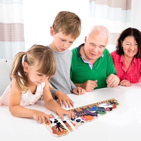 Set Puzzle Strips cu betisoare din lemn Ferma 26 piese - HAM BEBE