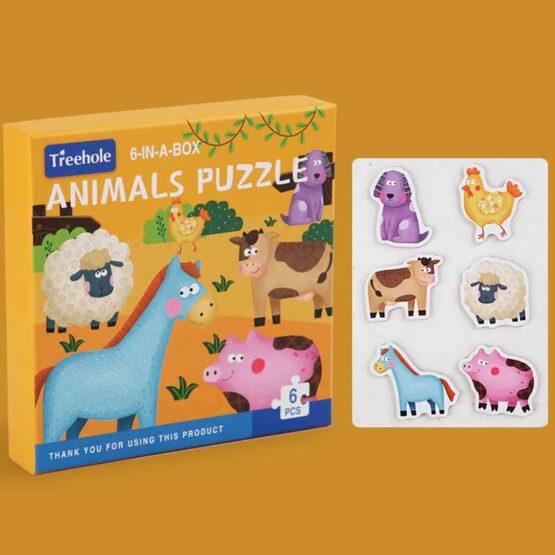 Set 6 puzzle cu piese mari 6 in a box Treehole - HAM BEBE