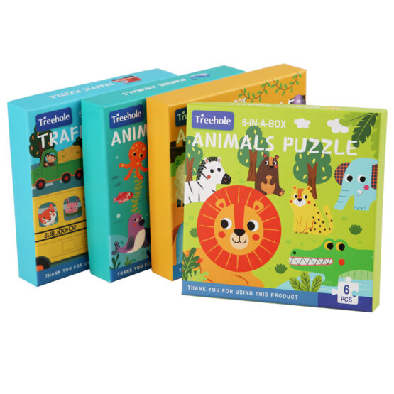 Set 6 puzzle cu piese mari 6 in a box Treehole - HAM BEBE