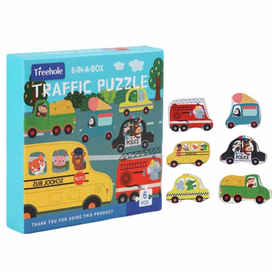 Set 6 puzzle cu piese mari 6 in a box Treehole - HAM BEBE