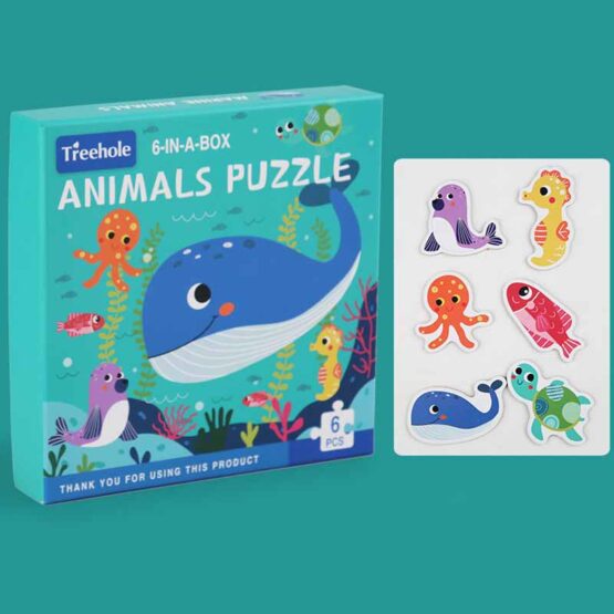 Set 6 puzzle cu piese mari 6 in a box Treehole - HAM BEBE