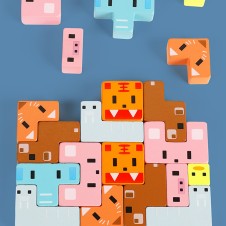 Joc din lemn Animale Tetris in echilibru Barcuta - HAM BEBE