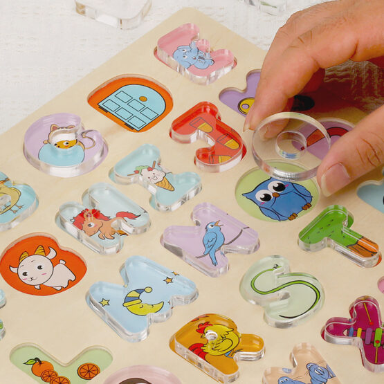 Puzzle acrilic Alfabet cu piese mari 26 litere Alphabet Board - HAM BEBE