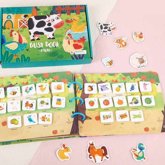 Quiet Book Carte cu activitati cu stickere Busy Book Ferma animalelor - HAM BEBE