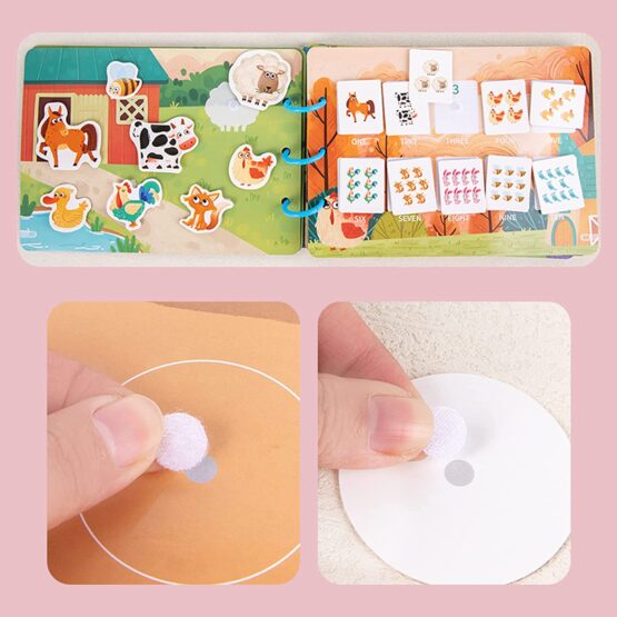 Quiet Book Carte cu activitati cu stickere Busy Book Ferma animalelor - HAM BEBE
