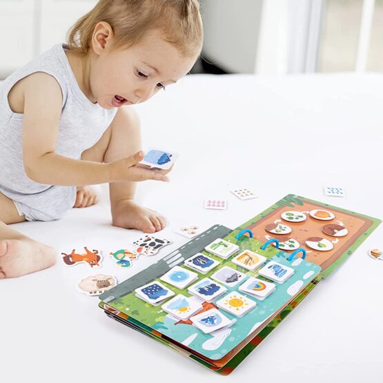 Quiet Book Carte cu activitati cu stickere Busy Book Ferma animalelor - HAM BEBE