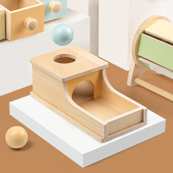 Cutia permanentei cu bila joc Montessori lemn pastel - HAM BEBE