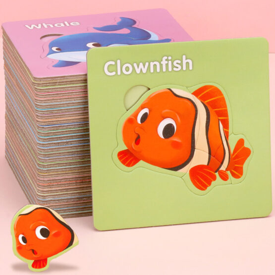 Set 6 carduri puzzle cu piese mari pentru copii - HAM BEBE