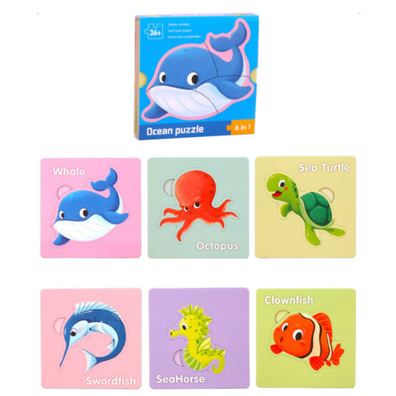 Set 6 carduri puzzle cu piese mari pentru copii - HAM BEBE