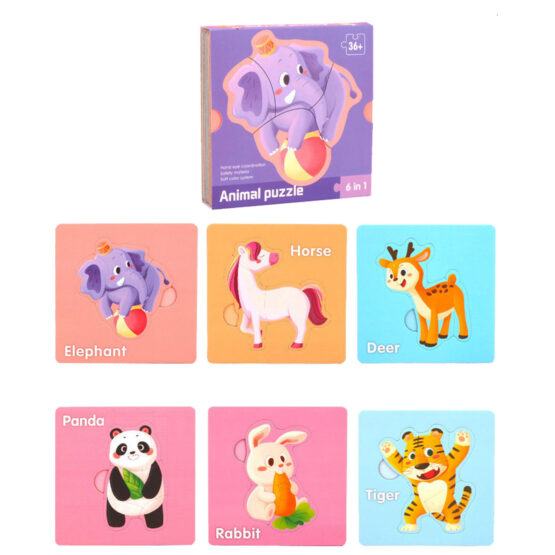 Set 6 carduri puzzle cu piese mari pentru copii - HAM BEBE