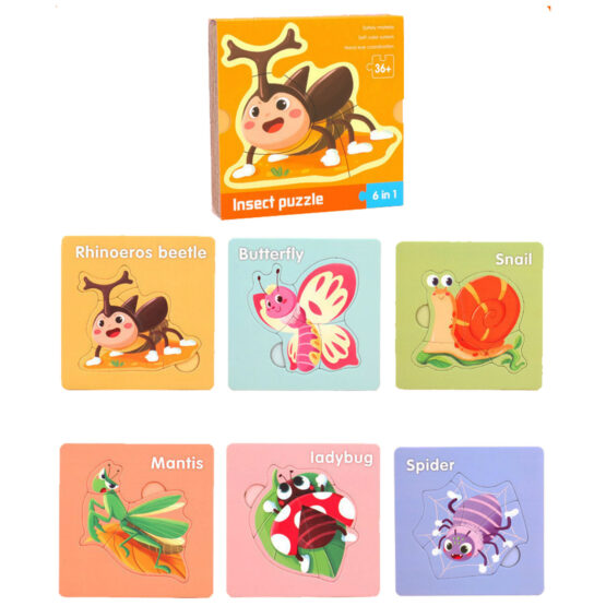 Set 6 carduri puzzle cu piese mari pentru copii - HAM BEBE