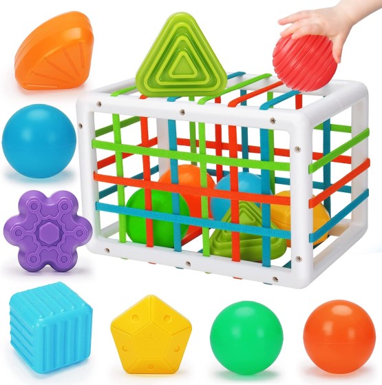 Cutie cu elastice si cuburi senzoriale pentru bebe - HAM BEBE