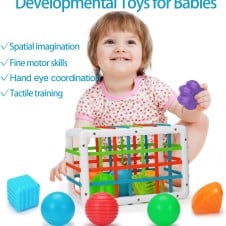 Cutie cu elastice si cuburi senzoriale pentru bebe - HAM BEBE
