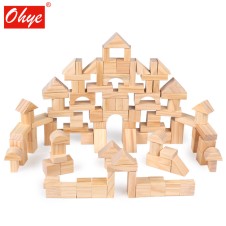 Set 100 cuburi construit din lemn natur Ohye - HAM BEBE