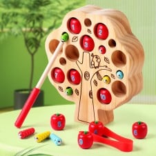 Joc motricitate Montessori Copacul cu mere numerotate si viermisori - HAM BEBE