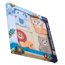 Set 4 puzzle cu piese mari si groase pentru copii Kabi Animale - HAM BEBE