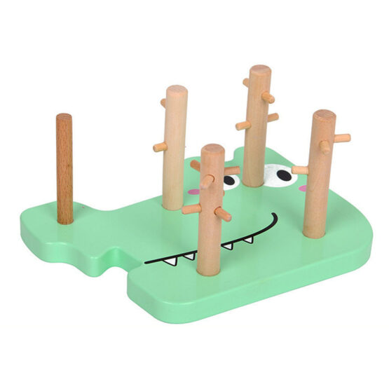 Sortator forme geometrice din lemn – 5 coloane Crocodil - HAM BEBE