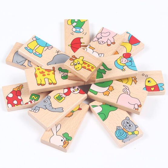 Joc Domino si Puzzle din lemn cu animale Animal Domino - HAM BEBE