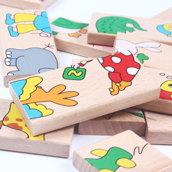 Joc Domino si Puzzle din lemn cu animale Animal Domino - HAM BEBE