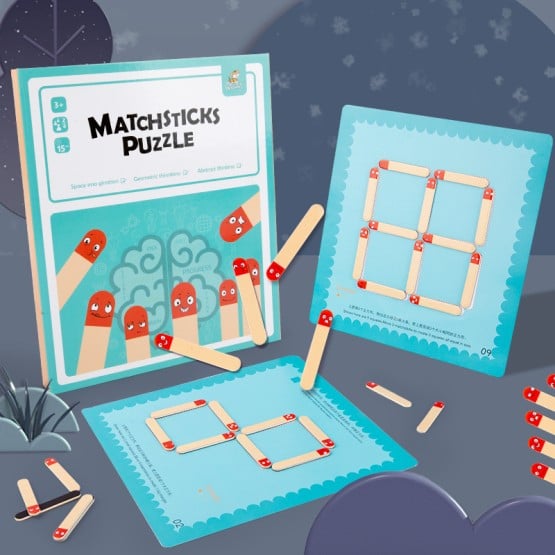 Joc magnetic cu betisoare lemn Matchsticks Puzzle - HAM BEBE