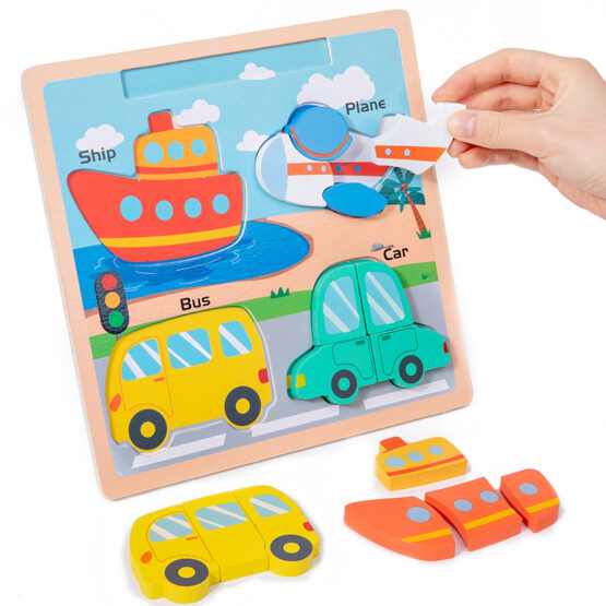 Puzzle din lemn cu piese groase si tablita desen cu marker Chunky - HAM BEBE
