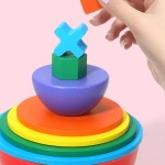 Turn Rainbow Stivuire complexa cu forme geometrice Rainbow Stacker Game - HAM BEBE