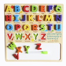 Puzzle din lemn Alfabet cu sectiune de scrie si sterge - HAM BEBE