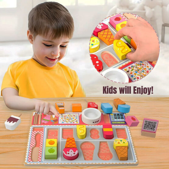 Joc educativ din lemn Magazinul de inghetata Kabi Ice Cream Shop - HAM BEBE