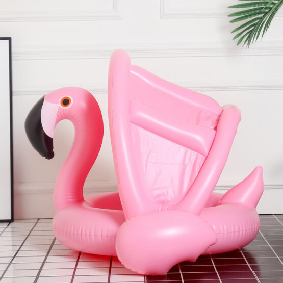 Colac gonflabil barcuta cu parasolar Flamingo roz - HAM BEBE
