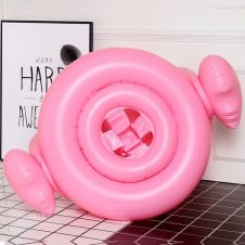 Colac gonflabil barcuta cu parasolar Flamingo roz - HAM BEBE