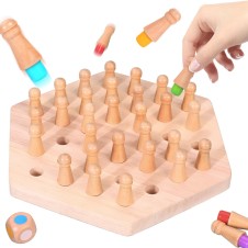Joc memorie din lemn Memory Chess hexagon - HAM BEBE