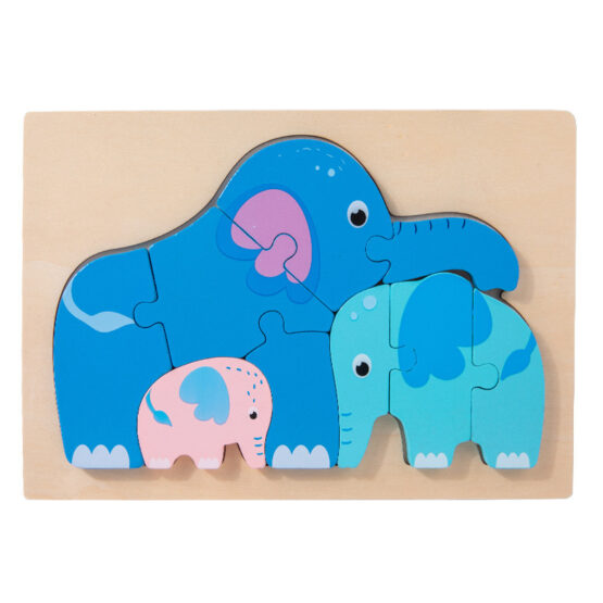 Puzzle chunky din lemn cu piese groase Mama si Puii - HAM BEBE
