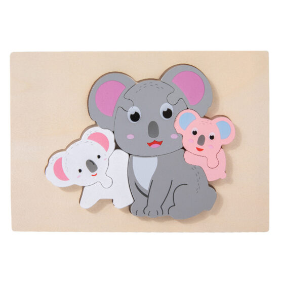 Puzzle chunky din lemn cu piese groase Mama si Puii - HAM BEBE