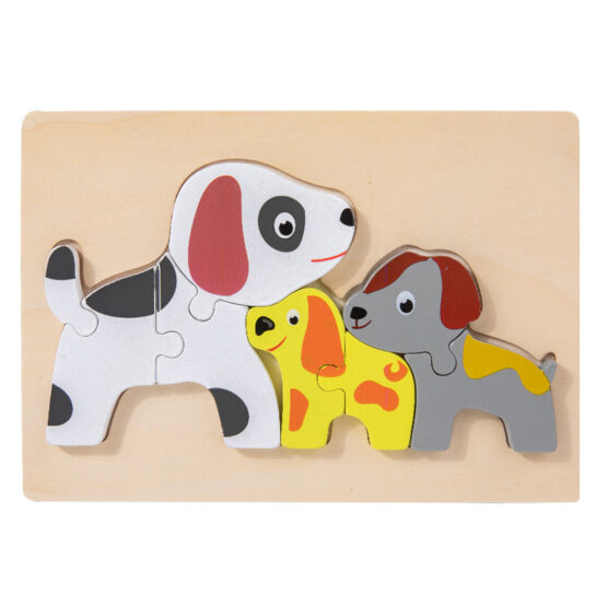 Puzzle chunky din lemn cu piese groase Mama si Puii - HAM BEBE