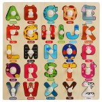 Puzzle incastru din lemn cu magnet Montessori Literele alfabetului - HAM BEBE