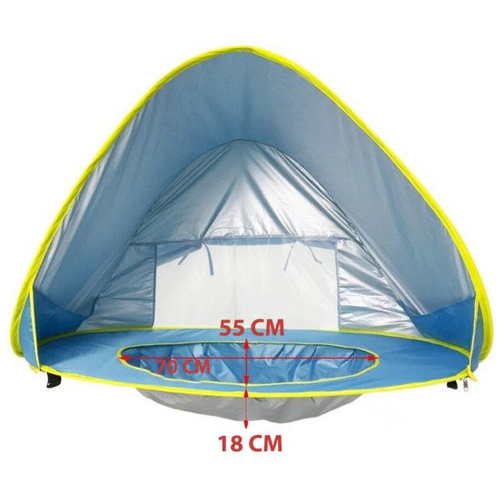 Cort de plaja cu piscina pentru copii si bebelusi cu parasolar si protectie UV - HAM BEBE