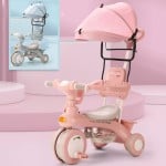 Tricicleta cu pedale, maner de impins si acoperis Baby Carriage cu lumini si melodii - HAM BEBE