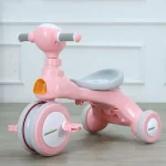 Tricicleta cu pedale si maner de impins Baby Carriage cu lumini si melodii - Alb - HAM BEBE