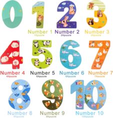 Cutie set cu Puzzle piese mari Cifrele Digital Animal - HAM BEBE