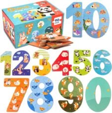 Cutie set cu Puzzle piese mari Cifrele Digital Animal - HAM BEBE