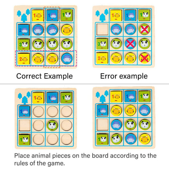 Joc X si 0 din lemn si Sudoku Animale 2 in 1 (copiază) - HAM BEBE