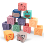 Set 12 Cuburi moi si senzoriale pentru bebelusi cu animale si texturi Soft Blocks - HAM BEBE
