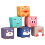 Cuburi moi din silicon pentru bebelusi cu animale - Set 6 cuburi (copiază) - HAM BEBE