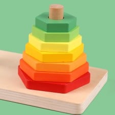 Turn rainbow set 2 piramide cu 8 inele curcubeu cerc si hexagon - HAM BEBE