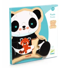 Puzzle din lemn educativ cu piese mari Ursuletul Panda Djeco - HAM BEBE