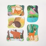 Cutiuta metalica cu 5 seturi puzzle cu piese mari din carton Fun Puzzle Animale - HAM BEBE